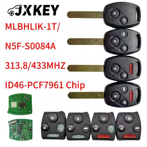 2pieces N5F-S0084A/MLBHLIK-1T 313.8/433.92MHZ ID46Chip Remote Car Key/PCB For Honda Accord Civic Cit
