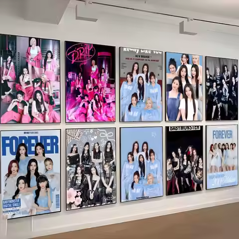 K-pop Girl Group Babymonster Poster Retro Kraft Paper Sticker DIY Room Bar Cafe Aesthetic Art Wall