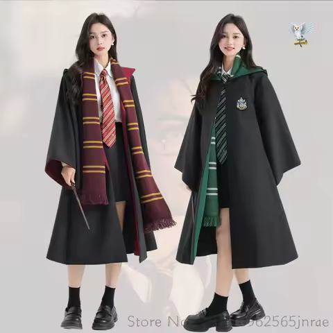 Hogwarts Hermione Granger Cosplay Hooded Robe Set Wizard Costume Cape With Scarf Tie For Women Adult