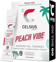 CELSIUS® On-the-Go Powder Sticks Peach Vibe, Essential Energy 2.6 Oz (14 Sticks per Pack)