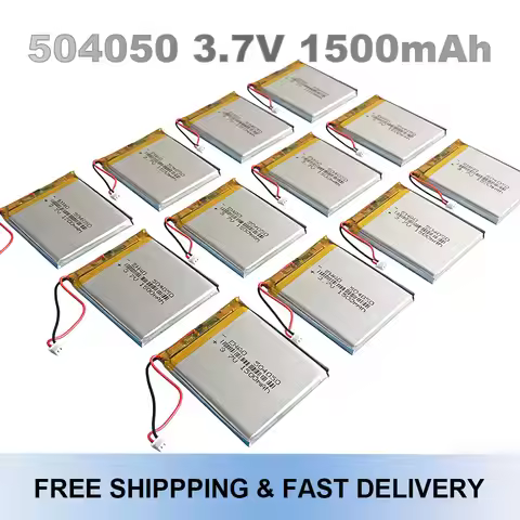 3.7V 1500mAh 504050 Lithium Polymer Battery with JST 1.25mm 2Pin Connector for MP3 GPS Bluetooth Cam