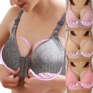 Woman Plus Size Wireless Push Up Bra Close-fitting Cotton Breathable Comfortable Bra Front Buckle Thin Gather Seamless
