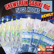 【SKEWERFIN】5PCS HOOK Luminious Sabiki Rig Apollo Hook String Fishing Lure bait Set mata kail pancing