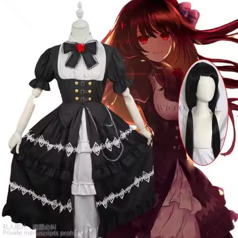 Anime Tokisaki Kurumi Nightmare DATE A LIVE JK DAL Cosplay Costume Wig Ratatoskr Gothic Lolita Black
