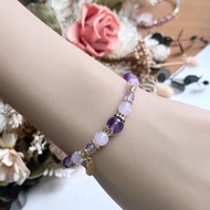 招財溫柔 紫鋰輝 紫水晶 紫雲母 薰衣草紫晶 天然水晶手鏈