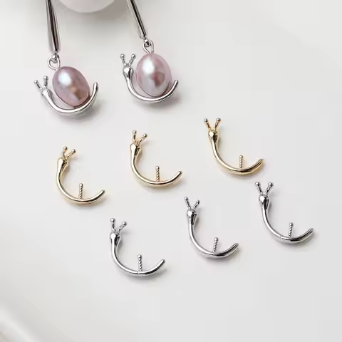 6PCS Brass Snail Shape Charms Can Hang Pearl for Jewelry Making Pendant DIY HandMade Accessory 14k G
