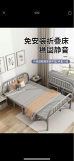 🔥包送貨！折疊床家用單人簡易床雙人折疊床鐵藝免安裝折疊床🔥 Package delivery! Folding bed, household single simple bed, double fol