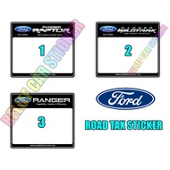 FORD RANGER RAPTOR WILDTRAK ROAD TAX STICKER