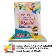 Color Paper A4 JAPAN Buttonscarves 80GSM 50's(MIX LIGHT &amp; DARK)/Color Paper