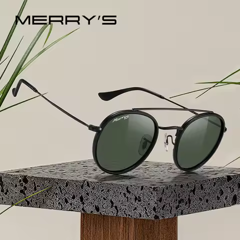 MERRYS DESIGN Classic Retro Double Bridge Round Polarized Sunglasses For Men Women Luxury Brand Driv