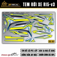 Decal Dán Xe R15V3 Mẫu Tem Chỉ | R15V304 | Tem Rời Dán Xe Màu Đen Đỏ Vàng Xám Xanh GP - Azdecal