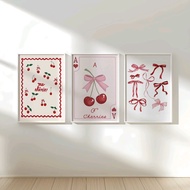 CAHAYA Aesthetic Wall Decoration Poster Red Pink Bow Cherry Series Part 1 Bedroom Decoration ~ Light