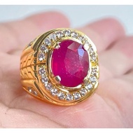 Genuine NATURAL RUBY CUTTING GEMSTONE RING SILVER BANGKOK 926
