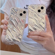 Luxury Silver 3D Laser Love Heart Phone Soft Case For iPhone 13 12 11 Pro X XR XS MAX Wavy Border Back Cover