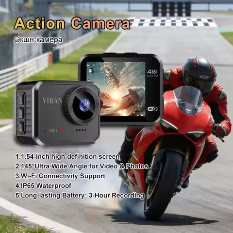 Mini Action Camera 4K Ultra HD 16MP Long Recording Time WiFi 1.54 inch IPS Display 145° Wide Angle I