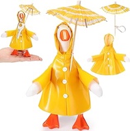 2 Pcs Spring Desk Goose Raincoat Outfit with Yellow Umbrella Mini Desk Goose Rain Coat Costume Mini 