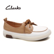 Clarks รองเท้าคัทชูผู้หญิง GENOA55 COURT รองเท้าส้นเตี้ยแบบผูกเชือกหนังแท้สำหรับผู้หญิง 26160496