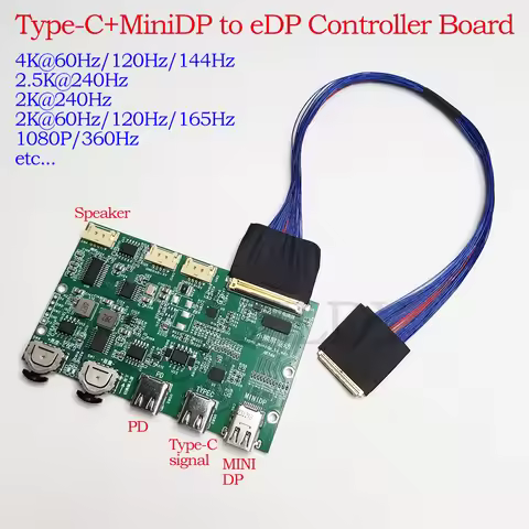Type-c DP to eDP LCD Controller Board 2K 4K eDP Laptop Screen DIY Portable Display HDR ONE LINE 120H