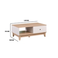 Wonderful Coffee Table with 1 Drawer Meja Kopi Rak 1 pintu Center Table White Oak Color 茶几 咖啡桌子 Tabl