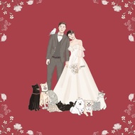 【韓系清新風格 婚紗插畫 婚紗似顏繪設計】電子檔