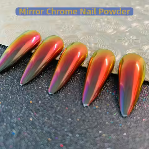 HNDO Red-Black Gradient Colors Nail Mirror Chrome Powder Glitter Chameleon Professional Manicure Pig