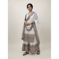 White Grey Sequence Work Sharara Suit M-XXL JAN26