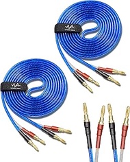Wyvern [1Pair 8 Banana Plugs Total] HiFi Speaker Wire/Assembled (Banana to Banana Plugs) Blue (9.8ft