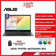 ASUS-TP470E-AEC544WS-BLK-INTELCOREI3-1115G4,8GBR4,512GBSSD,INTELUHD,14"FHDTOUCH,W1164,2YRS,H&S