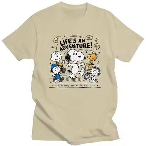 Custom Cute Cartoon Snoopy T Shirt Men Pure Cotton T-shirt Tees Streetwear Tshirt