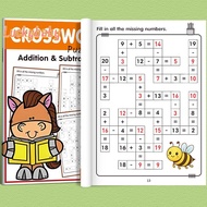 [LuckybabyS] Math Workbook For Kids Ages 5-8 Math:Math Crossword Puzzles Addition And Subtraction Wo