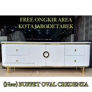 Bufet Tv Oval Credenza Tinggi 60cm / Bufet Serbaguna / Meja Tv / Rak Tv