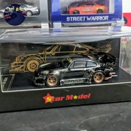HJ99 Diecast Star Model Porsche RWB 930 Black Chrome Seal