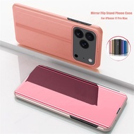 Mirror Flip Phone Case for iPhone 17 Air 17 16 15 Pro Max 16 15 Plus 16E Shockproof Stand Holder Pro
