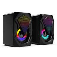 78Fkwrhiabm X2 USB Powered Computer 3Wx2 Multimedia Bass Speakers with RGB Light PC Speaker Systems