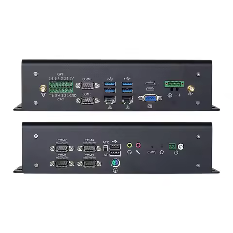 DC9V-36V Fanless Industrial Mini PC Inte Core i7-9750H 6xDB9 RS485 RS422 RS232 GPIO PS/2 6xUSB 2xLAN