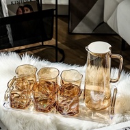 Crystal Cup Set With Luxury Copper Tray And Gold Vase