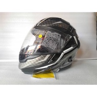 (READY STOCK MALAYSIA) ZEUS HELMET GJ3500 FULL CARBON SILVER CLEAR FLIP UP HELMET