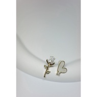 3D Rose Heart Shape Ear Stud