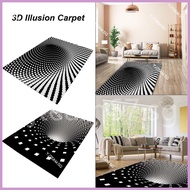 【40*60cm】3D Geometric Illusion Floor Mat Scary Clown Trap Carpet Black and White Grid - Quick-Drying Absorption Non-Slip @SKSG