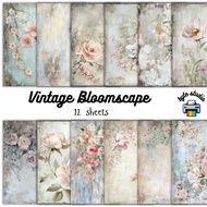 12 Sheets 8x8 Vintage Bloomscape Print by byte studio | Premium Paper Craft Junk Journal Stationery