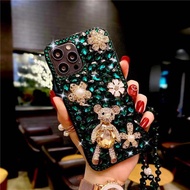 Fashion Luxury  Bling Rhinestone Phone Case for Samsung Galaxy A73 A71 A53 A52 A51 A33 A32 A31 A14 A12 A54 A03 A03S A20 A30 A50 S A23 5G Glitter Diamond Cover with Crystal Chain