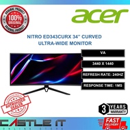 Acer Nitro ED343CURX 34" Curved VA UWQHD 1ms 240Hz 300nits HDMI DP Speaker Gaming Monitor