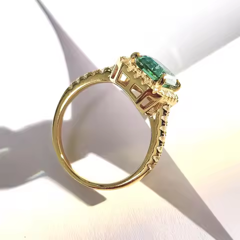 FIRERING 2ct 6x8MM Green Moissanite Ring with Certificate Emerald Cut Diamond Rings Women Jewelry Gi