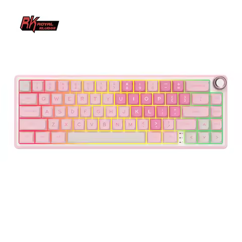Royal Kludge RKR65 Pink Wired Mechanical Keyboard 65% 66 Key MDA PBT Keycaps RGB Backlit Hot-swappab
