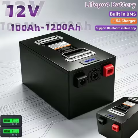 Batería de fosfato de hierro y litio LiFePO4 de 12V, capacidad amplia desde 100Ah hasta 1000Ah. Equi