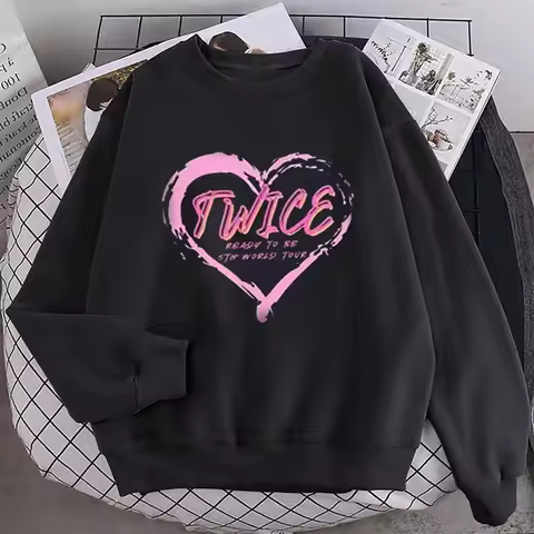 Kpop Twice Lovely Crewneck Sweatshirt Loose Long Sleeve Ready To Be Album Photo Printing Y2K Clothes