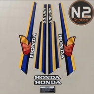 Striping Honda WIN 100 1997 Standard body list sticker for Win100 97 motorbike biru