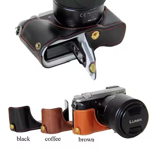 Classical PU Leather Camera Bag Half Case Cover For Panasonic Lumix DMC-GX80 DMC-GX85 GX80 GX85 Came