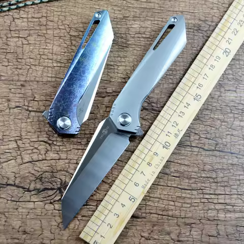 TWOSUN TS298 M390 Satin Blade Flipper Folding Knife TC4 Titanium Handle Outdoor Camping Hunting EDC 