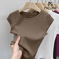 T Trendy Sleeveless Shirt New Ribbed Summer Casual Women's Slim Fit Simple Small Flutter Sleeve